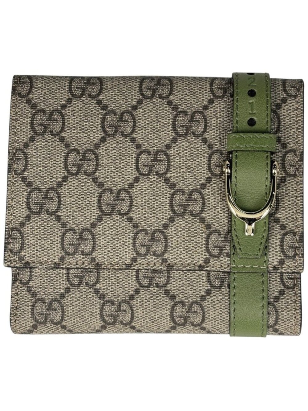 Gucci Bifold Wallet GG Pattern Snap Beige Green